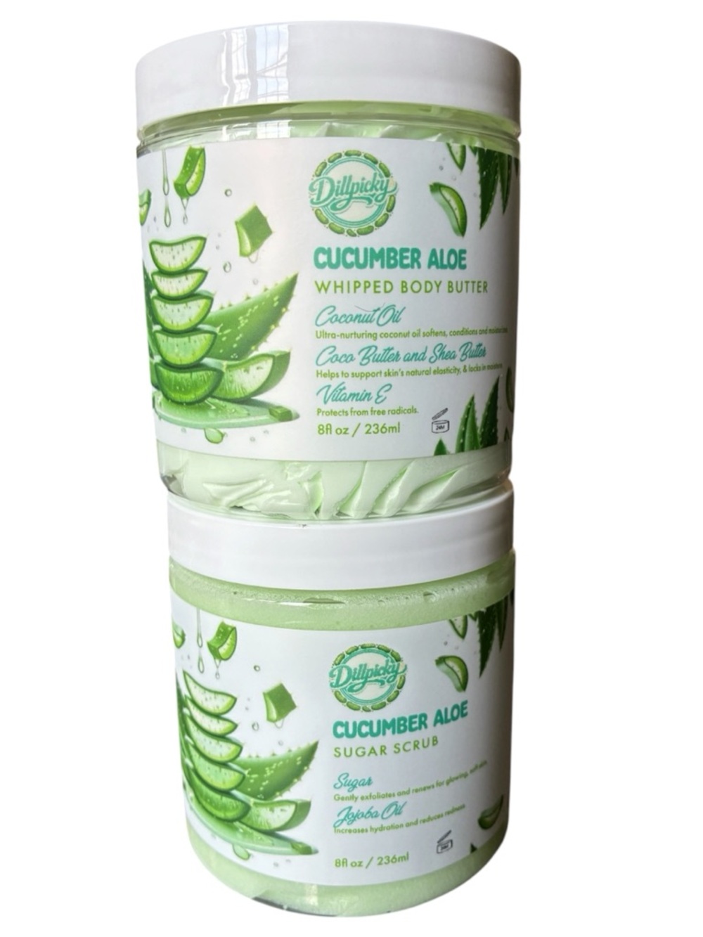 Cucumber Aloe Whipped Body Butter & Sugar Scrub - Dillpicky by Aminnah